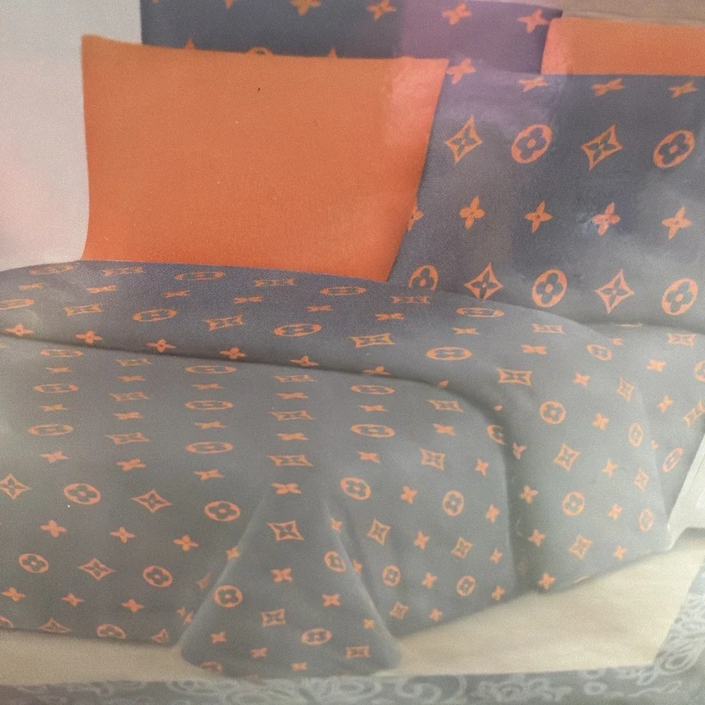 Bamboo KING SHEET SET Designer KING SHEET SET 6 PIECE‎ SET NEW Grey And Orange